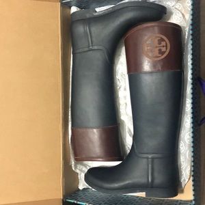 Tory Burch Navy blue rain boots
